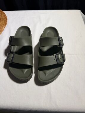 Birkenstock Olive Green Double Strap Slide Sandals
